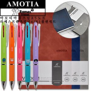 볼펜판촉물 아모티아 위즈덤노트+라메스프렌즈 멀티4in1 볼펜세트