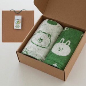 수건답례품 국내산 무한타올 라인 그린뱀부 패턴 선염 2P 제작 박스포함