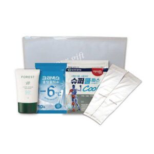 안심생활건강 쿨링세트 12호 기념품제작 쿨링물티슈 선크림 슈퍼쿨파스 쿨토시