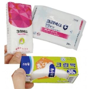 크리넥스 안심 항균 휴대용물티슈20매 미용휴지10매 크린백30매 생활지킴이 3종세트 홍보물품제작